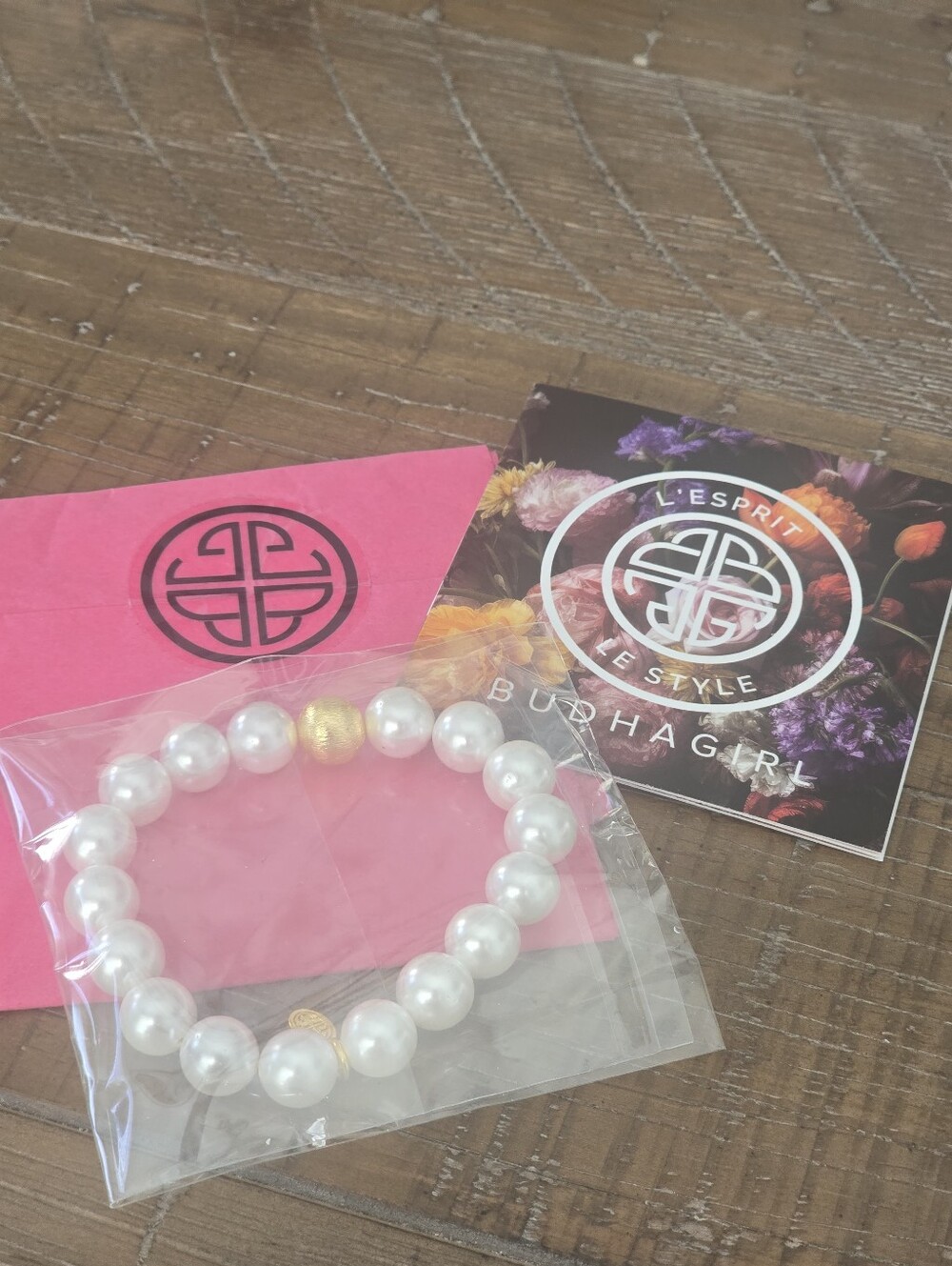 Budhagirl White Pearl Mala Beaded Bracelet Nwt - Picture 2 of 4